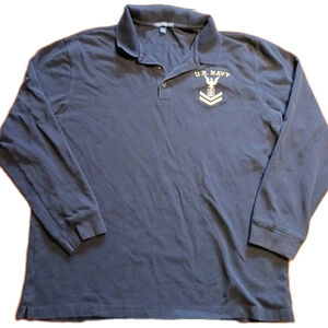 Port Authority US Navy Mens XL Long Sleeve Polo Shirt